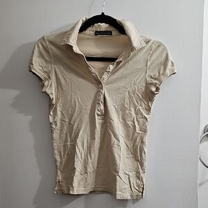 Brandy Melville Cream Fitted Polo Button Down Shirt